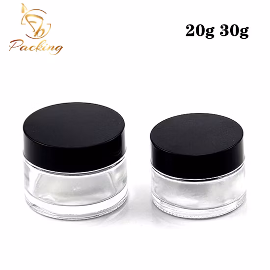 20% off Wholesale Packaging Clear Cosmetic Glass Jar 20g 30g 50g 100g for Cream or Perfume